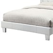 Legy Twin Size Bed-Button Tufted White Faux Leather Upholstery
