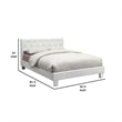 Legy Twin Size Bed-Button Tufted White Faux Leather Upholstery