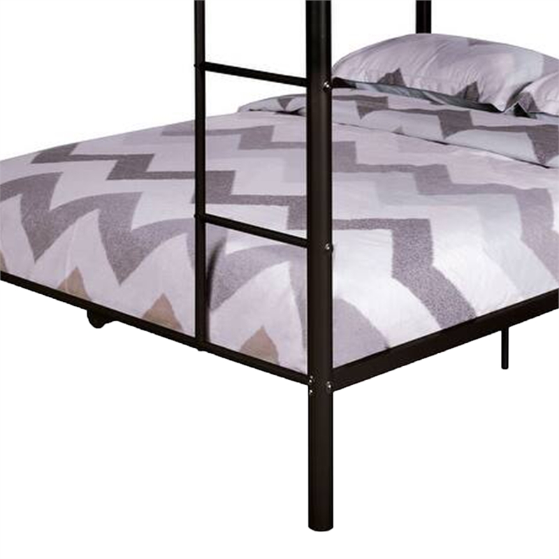 Fegy Full Over Full Bunk Bed-Ladder and Rails-Black Metal Frame