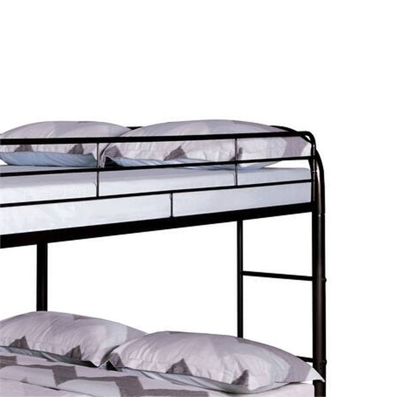 Fegy Full Over Full Bunk Bed-Ladder and Rails-Black Metal Frame
