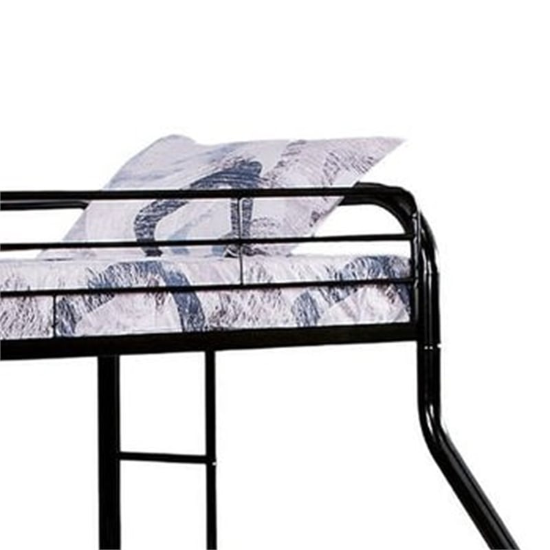 Fegy Twin over Full Bunk Bed with Ladder and Rails-Black Metal Frame