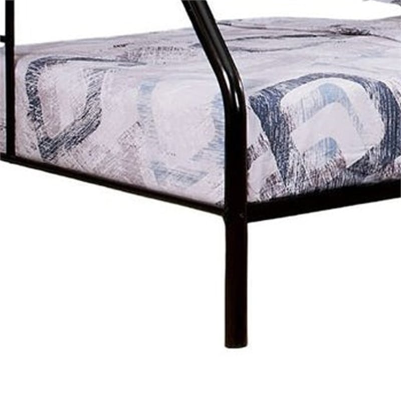 Fegy Twin over Full Bunk Bed with Ladder and Rails-Black Metal Frame