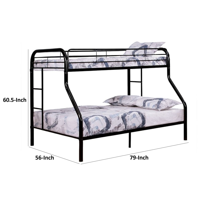 Fegy Twin over Full Bunk Bed with Ladder and Rails-Black Metal Frame