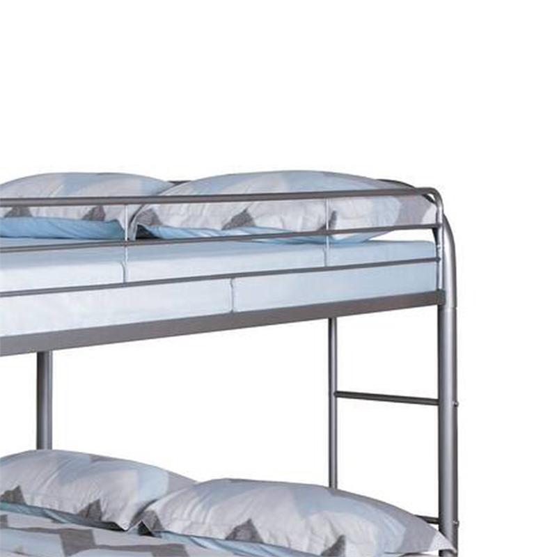 Fegy Full over Full Bunk Bed with Ladder and Rails-Silver Metal Frame