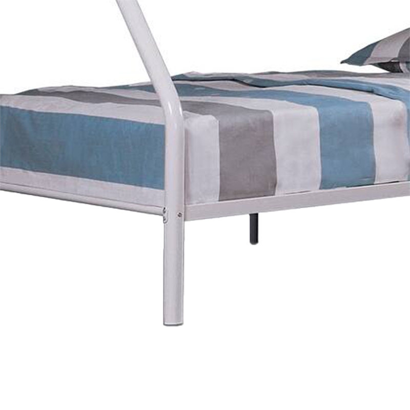 Fegy Twin over Full Bunk Bed with Ladder and Rails-Silver Metal Frame