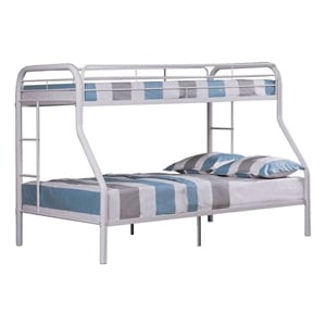 Fegy Twin over Full Bunk Bed with Ladder and Rails-Silver Metal Frame