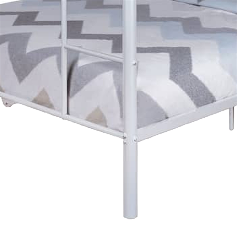 Fegy Full over Full Bunk Bed with Ladder and Rails-White Metal Frame