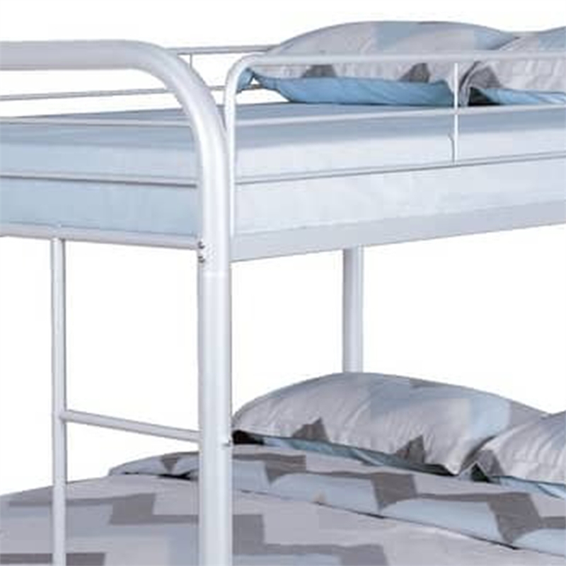 Fegy Full over Full Bunk Bed with Ladder and Rails-White Metal Frame
