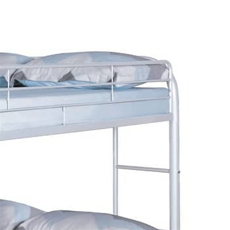 Fegy Full over Full Bunk Bed with Ladder and Rails-White Metal Frame