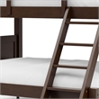 Zedy Twin over Twin Bunk Bed-Ladder and Guardrails-Walnut Brown Wood