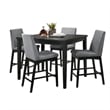 Heni 5pc Counter Table and 4 Chair Set-Gray Padded-Dark Walnut Brown