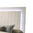 Hyao Queen Size Bed w LED on Headboard-Antique White Wash Finsih