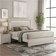 Nomi Queen Size Bed w LED on Headboard-Antique White Wash Finsih