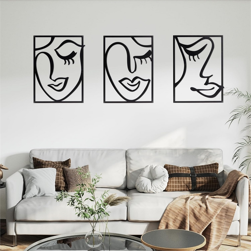 Cinq 3 Piece Set Wall Decor- Black Rectangular Metal Frame