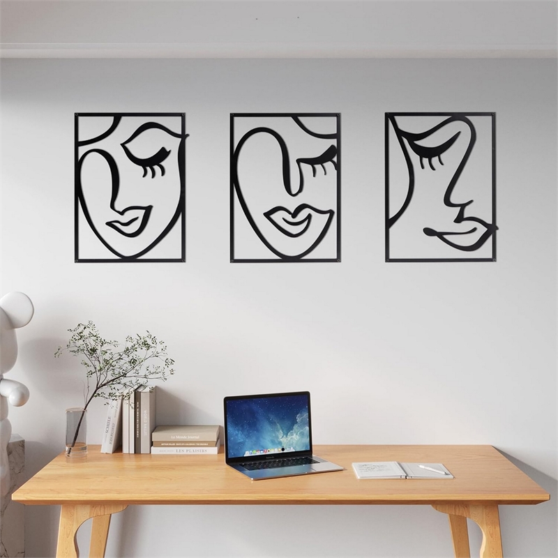 Cinq 3 Piece Set Wall Decor- Black Rectangular Metal Frame