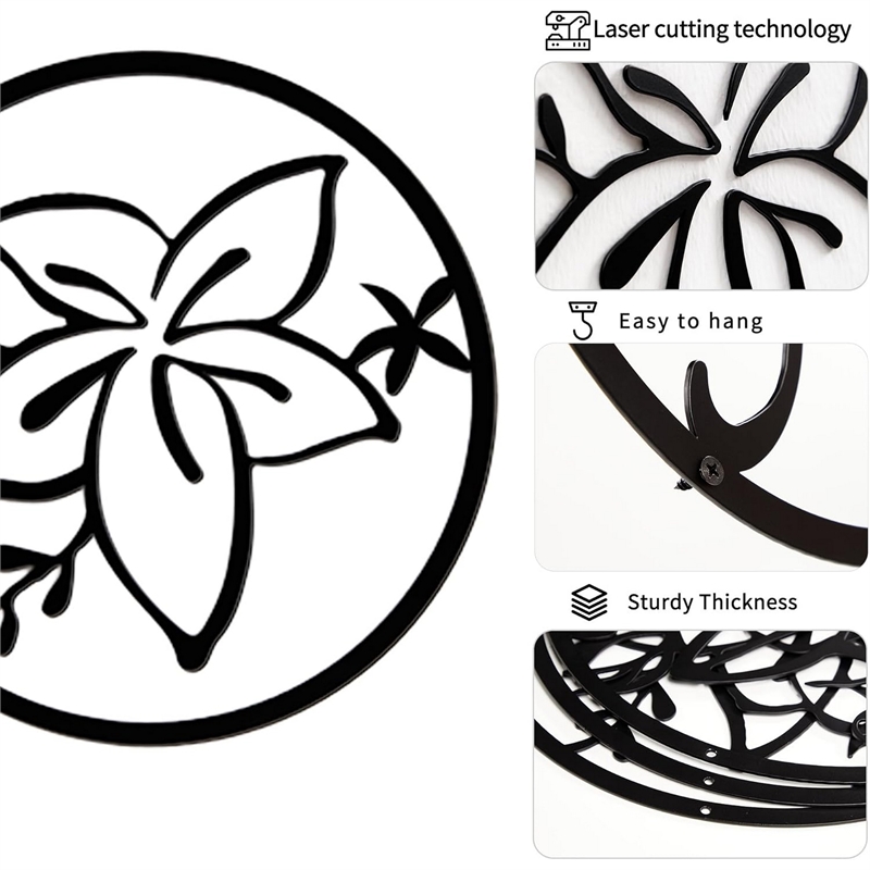 Cinq 3 Piece Set Wall Decor-Black Round Metal Frame