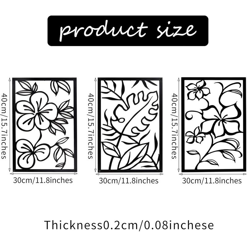 Cinq 3 Piece Set Wall Decor-Black Rectangular Metal Frame