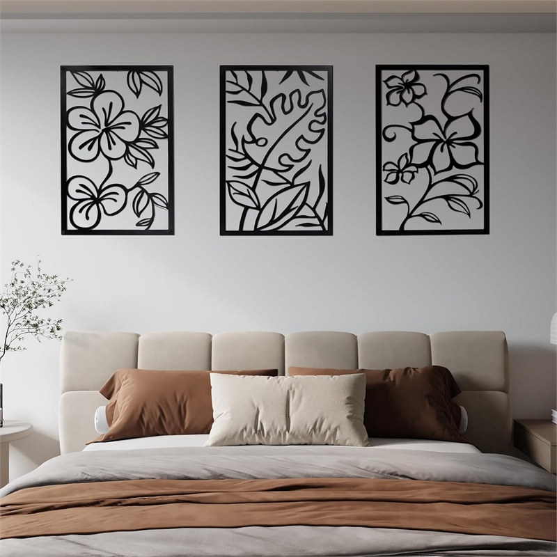 Cinq 3 Piece Set Wall Decor-Black Rectangular Metal Frame