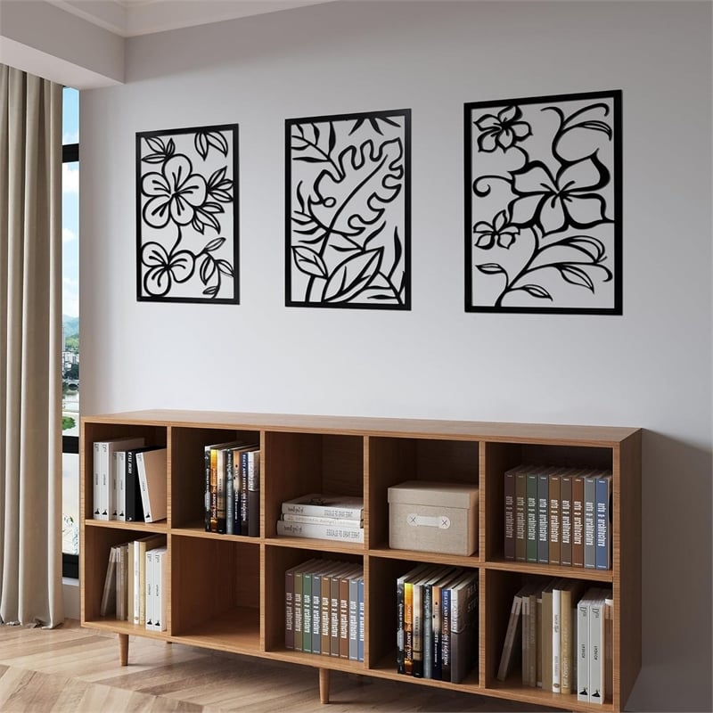 Cinq 3 Piece Set Wall Decor-Black Rectangular Metal Frame