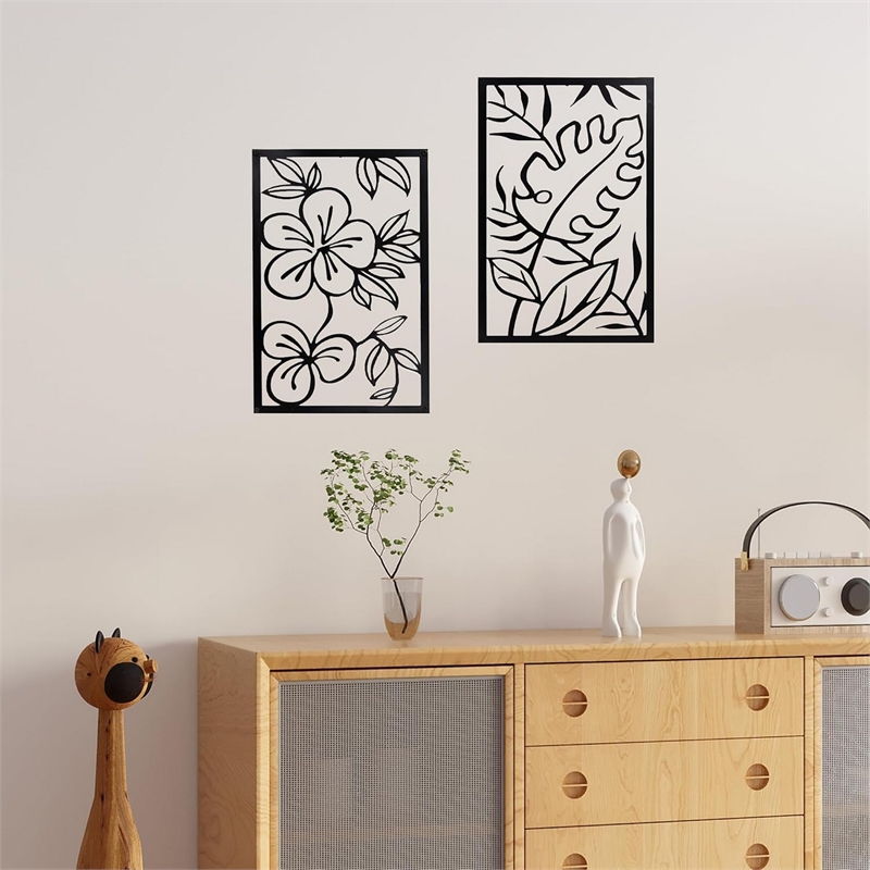 Cinq 3 Piece Set Wall Decor-Black Rectangular Metal Frame