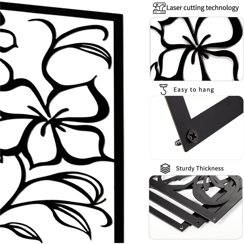 Cinq 3 Piece Set Wall Decor-Black Rectangular Metal Frame