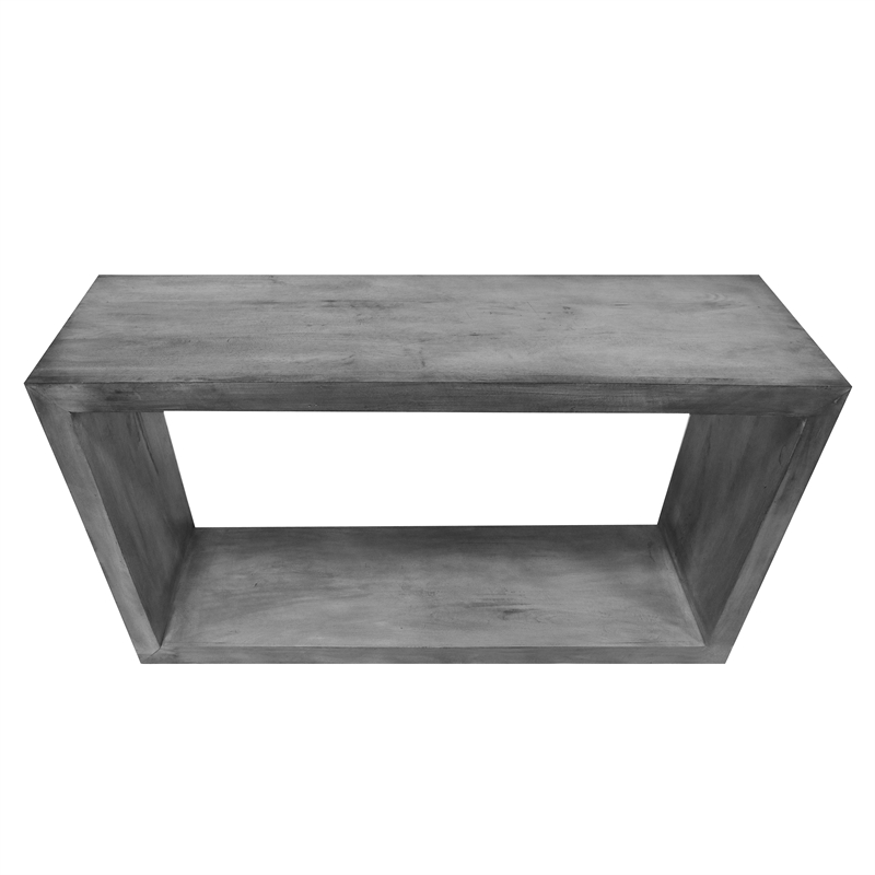 Keli 52 Inch Cube Shape Wooden Console Table - Charcoal Gray