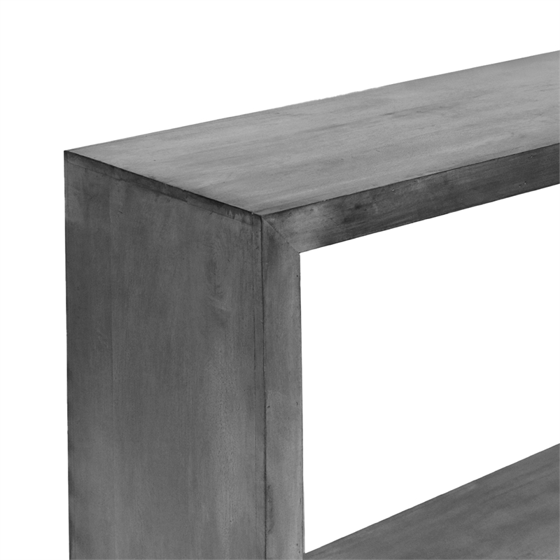 Keli 52 Inch Cube Shape Wooden Console Table - Charcoal Gray