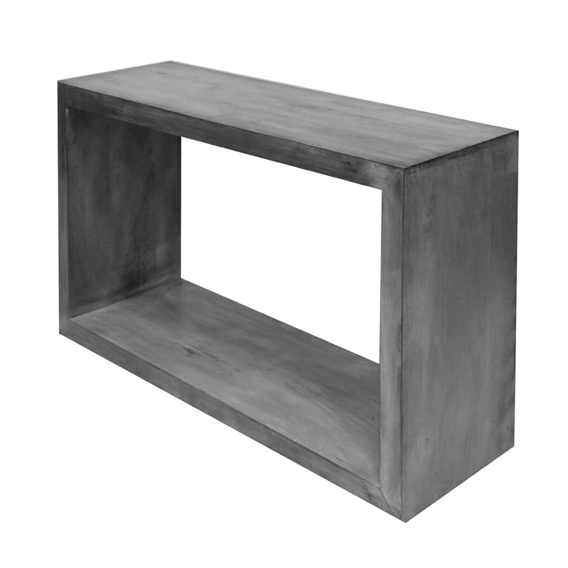 Keli 52 Inch Cube Shape Wooden Console Table - Charcoal Gray