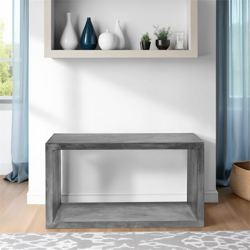 Keli 52 Inch Cube Shape Wooden Console Table - Charcoal Gray