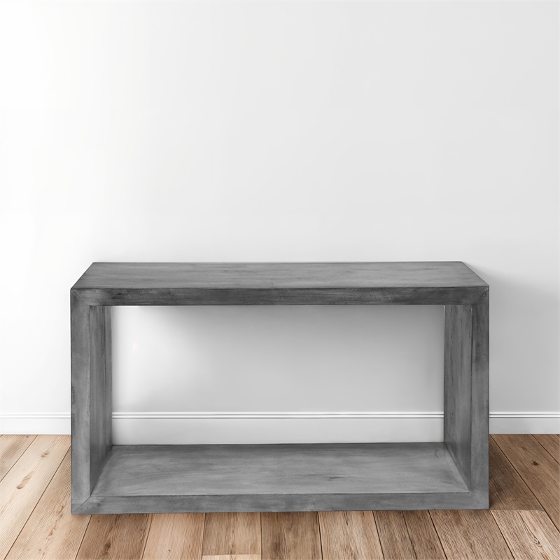 Keli 52 Inch Cube Shape Wooden Console Table - Charcoal Gray
