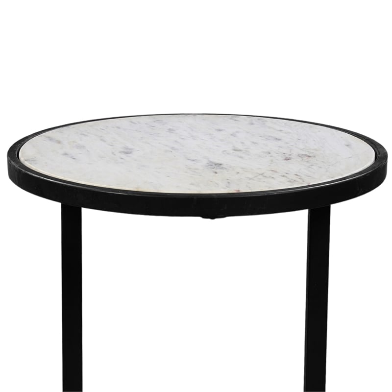 Beri 18 Inch Side End Table- Classic Slim Black Iron Frame