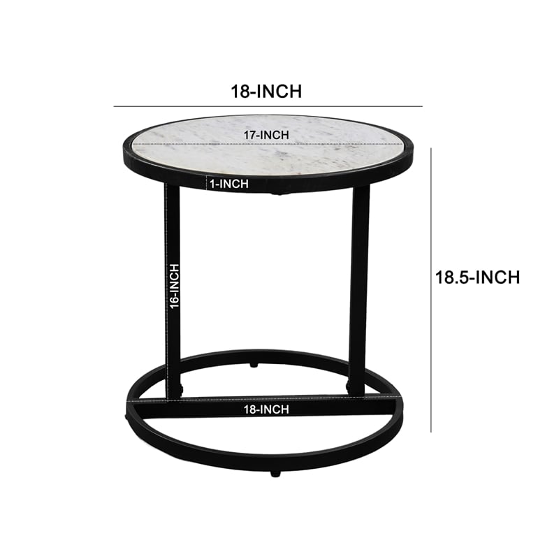 Beri 18 Inch Side End Table- Classic Slim Black Iron Frame