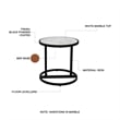 Beri 18 Inch Side End Table- Classic Slim Black Iron Frame