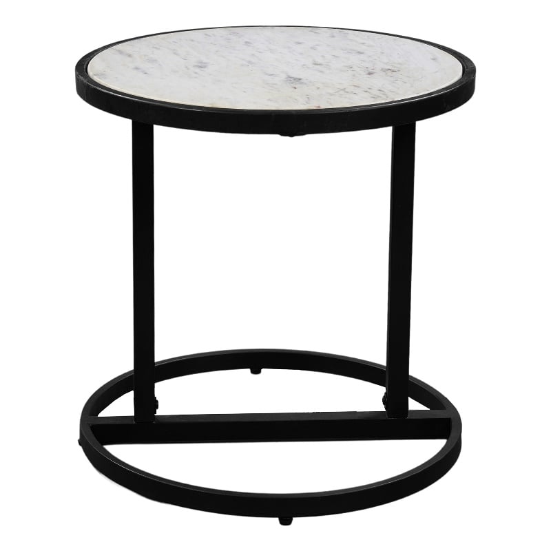 Beri 18 Inch Side End Table- Classic Slim Black Iron Frame