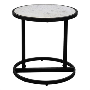Beri 18 Inch Side End Table- Classic Slim Black Iron Frame