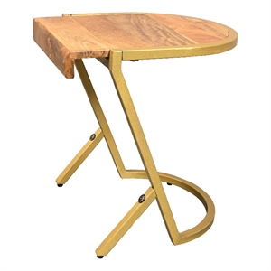 17 Inch Side End C Table- Iron Gold Angled Frame