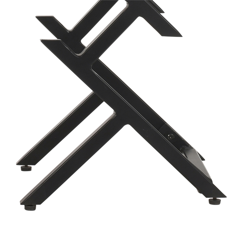 23 Inch Side End Table- Modern Black Angled Iron Legs