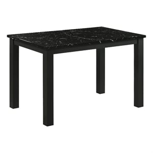 Syon Dining Table-47 Inch Black Faux Marble Top-Black Wood Legs