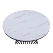 Haly Dining Table-48 Inch Round White Faux Marble Top-Black Cage Base