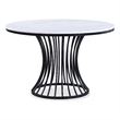 Haly Dining Table-48 Inch Round White Faux Marble Top-Black Cage Base