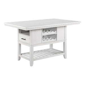 Weny Counter Height Table-60 Inch White Faux Marble Top-Open Shelf