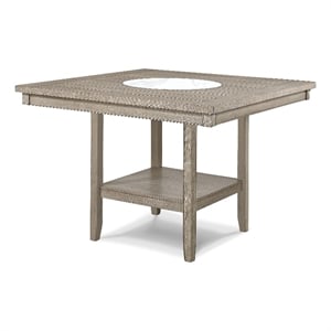 Filu Counter Height Table w Faux Marble Lazy Susan-48 Inch-White Oak