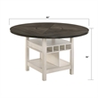 Nery Counter Height Table w Lazy Susan-60 Inch Gray Top-White Base