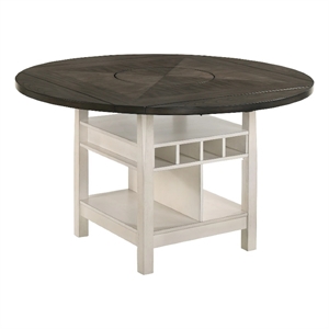 Nery Counter Height Table w Lazy Susan-60 Inch Gray Top-White Base