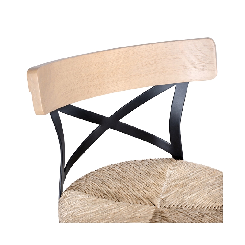 Mia Swivel Counter Chair-Black Metal Cross Back-Blonde Oak Brown