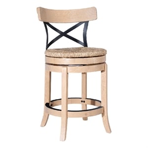 Mia Swivel Counter Chair-Black Metal Cross Back-Blonde Oak Brown