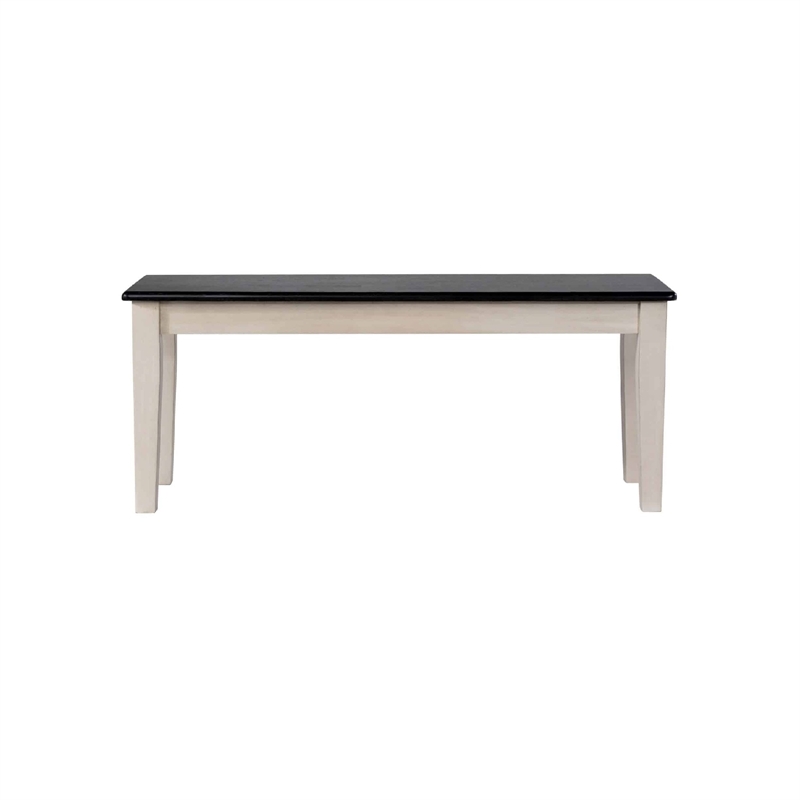 Nova Dining Bench-44 Inch Euro Black Ash Wood Seat-Antique White