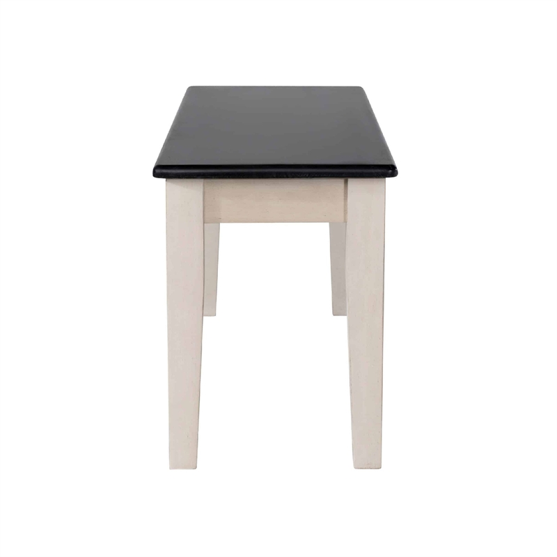 Nova Dining Bench-44 Inch Euro Black Ash Wood Seat-Antique White