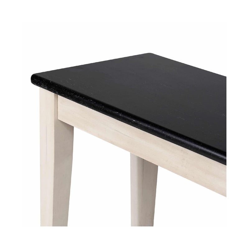 Nova Dining Bench-44 Inch Euro Black Ash Wood Seat-Antique White
