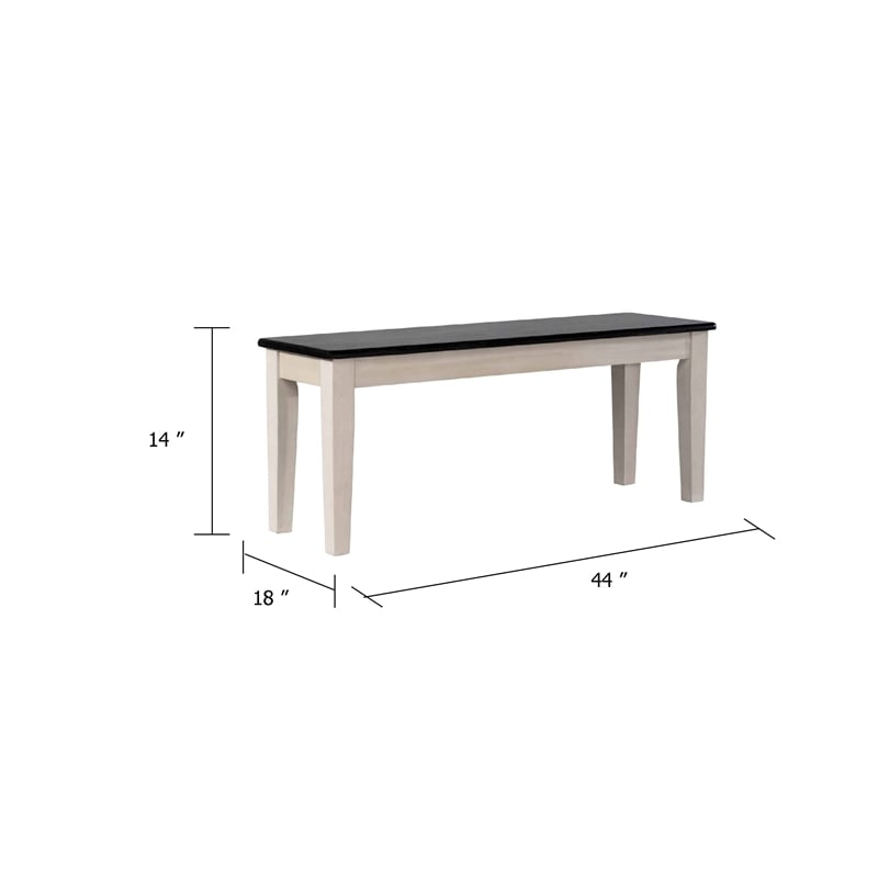 Nova Dining Bench-44 Inch Euro Black Ash Wood Seat-Antique White